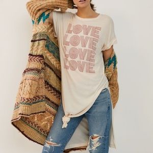 Love Tunic Graphic Maxi Boho Tie Peasant Hip Hipster Hippie Art Chic Farm Top